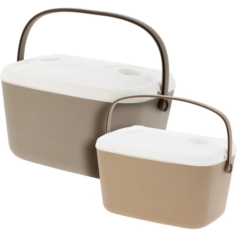 Koelboxen set - bruin - 15 en 30 liter - 2 stuks - koelboxen -