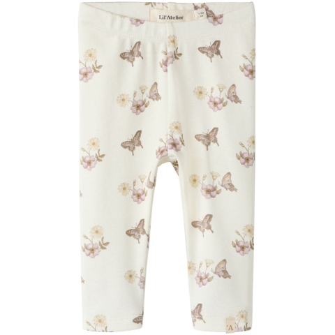 Lil Atelier Leggings - NbfLayo - Coconut Melk/Flower - Lil Atelier - 74 - Leggings