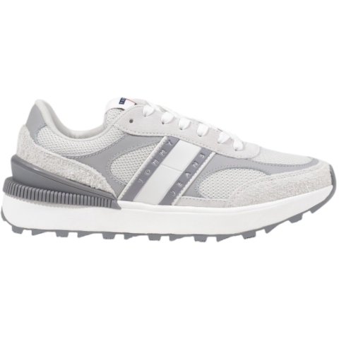 Tommy Hilfiger Jeans Grijze Suède Leren Sport Sneakers