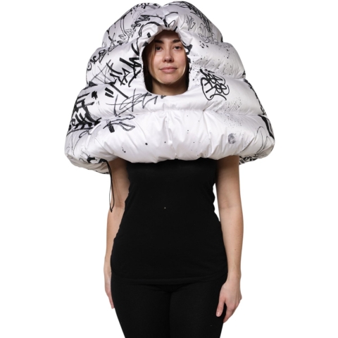 Dolce & Gabbana Witte Polyester Geprinte Hoody Gequilte Pet