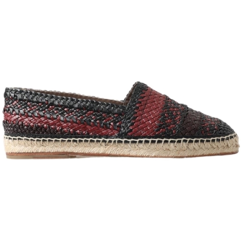 Dolce & Gabbana Zwarte Bordeaux Buffelleer Espadrilleschoenen