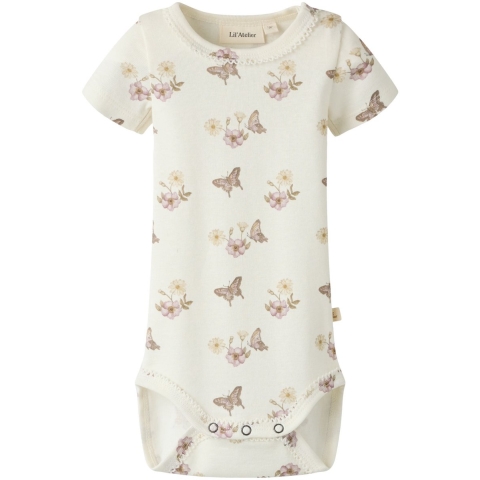 Lil Atelier Romper s/s - NbfLayo - Coconut Melk/Flower - Lil Atelier - 68 - Romper S/S
