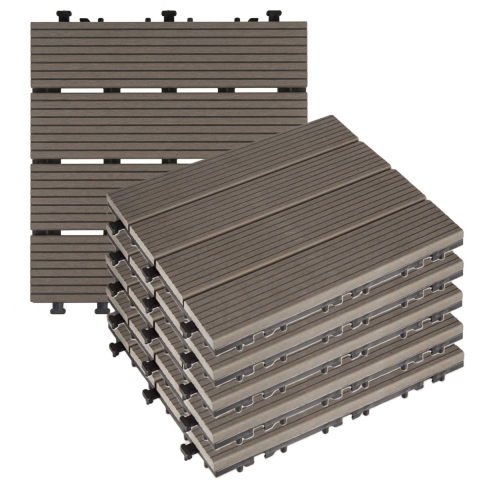 Iber Garden Tuintegel / balkon terrastegels - 10x - bruin - composiet - 30 x 30 cm - vlonder -