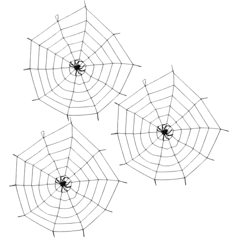 Boland Spinnenweb - 3x - D150 cm - elastiek/kunststof - halloween - versiering/decoratie -