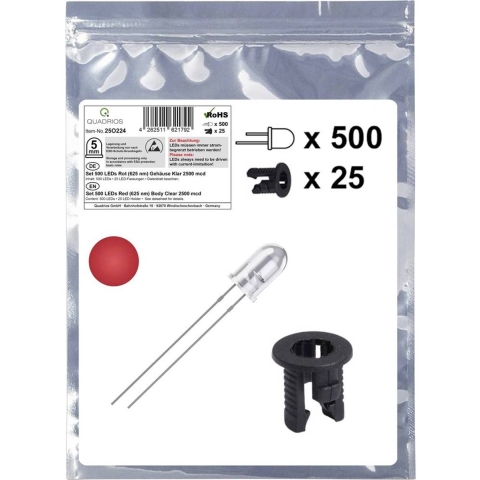Quadrios 25O224 LED-assortiment Rood Rond 5 mm 2500 mcd 20 mA 2.0 V