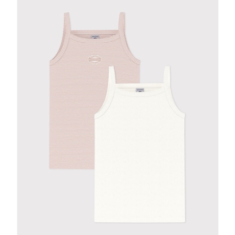 Petit Bateau Onderhemd - 2-pack - Wit/Roze - Petit Bateau - 5 jaar (110) - Onderhemd
