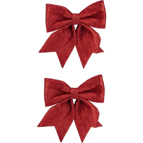 Kersthanger - 4x stuks - strik - rood - 30 x 35 cm - Kerstversiering -
