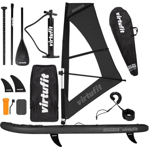 Virtufit Supboard Surfer 305 - Zwart - Inclusief Windzeil en accessoires