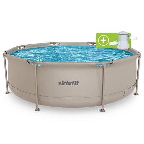 VirtuFit Rond Zwembad -Ø244 x 76 cm - Beige - Inclusief Filterpomp