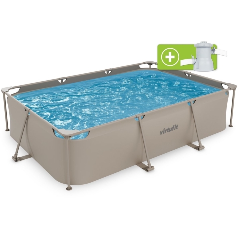 VirtuFit Rechthoekig Zwembad - 300 x 210 x 66 cm - Beige - Inclusief Filterpomp