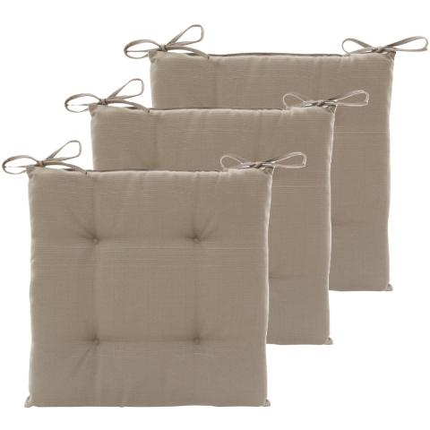 Hespiride Stoelkussen Altea - 3x - 40 x 40 cm - lichtbruin - polyester - tuinkussen -