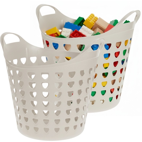 Storage solutions Speelgoedmand - 2x - beige - 26 liter - kunststof - 40 x 41 cm -