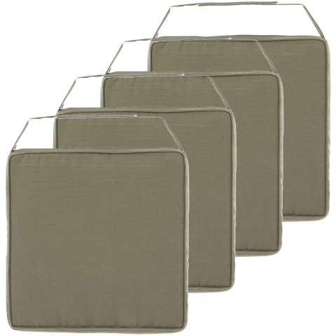 Hespiride Stoelkussen Gerona - 4x - 40 x 40 cm - groen - polyester - tuinkussen - met klittenband -