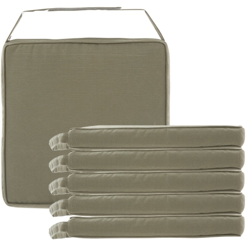 Hespiride Stoelkussen Gerona - 6x - 40 x 40 cm - groen - polyester - tuinkussen - met klittenband -
