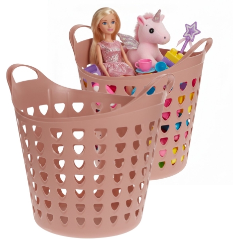 Storage solutions Speelgoedmand - 2x - oud roze - 26 liter - kunststof - 40 x 41 cm -