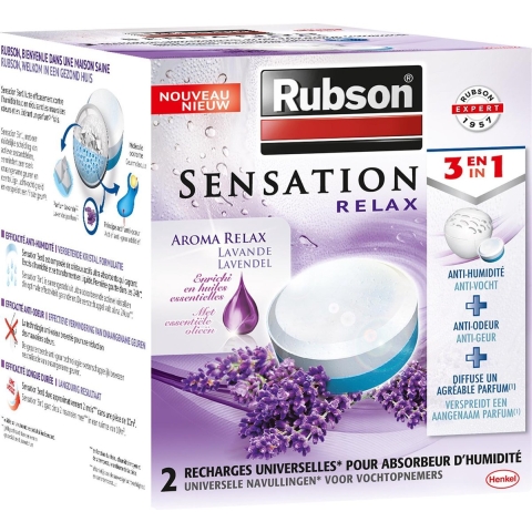 Rubson Vochtopnemer Navullingen Sensation Lavendel 2 x 300 gr