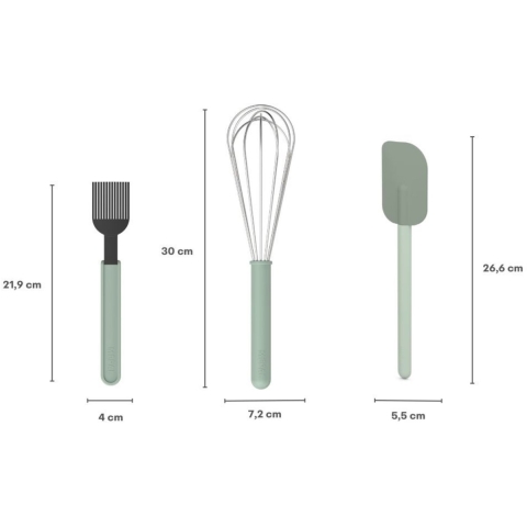 Mepal Chef It bakset 3-delig (deegschraper L + bakkwast + garde L) - Nordic sage