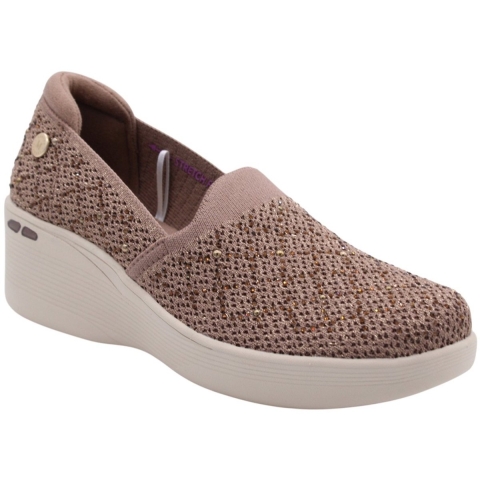 Skechers Pier-Lite My Reflection Polyester Dames Mocha Sneakers