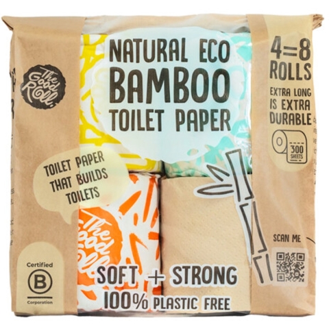 4x The Good Roll Papieren Zak met 3 Gewikkelde Bamboerollen&1 Naakte Rol 2-laags 4 stuks