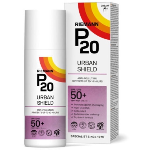 2x P20 Zonnebrand Gezicht Urban Shield SPF 50+ 50 ml