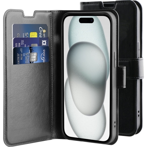 BeHello iPhone 15 Gel portemonneehoes zwart