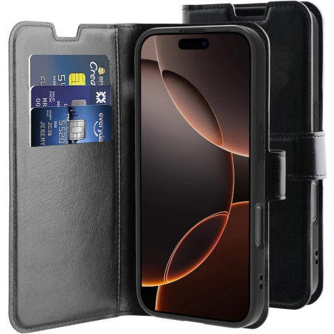 Behello iPhone 16 Pro Gel portemonneehoes zwart