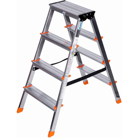 Krause Dopplo Dubbele Trapladder â" Professionele Dubbelzijdige Aluminium Huishoudtrap
