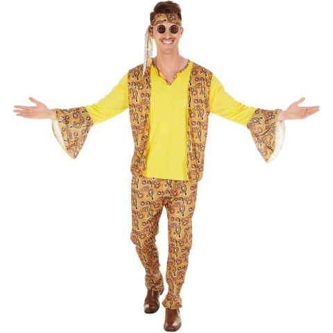 dressforfun - herenkostuum discoster S - retro jaren 60/70 - inclusief haarband