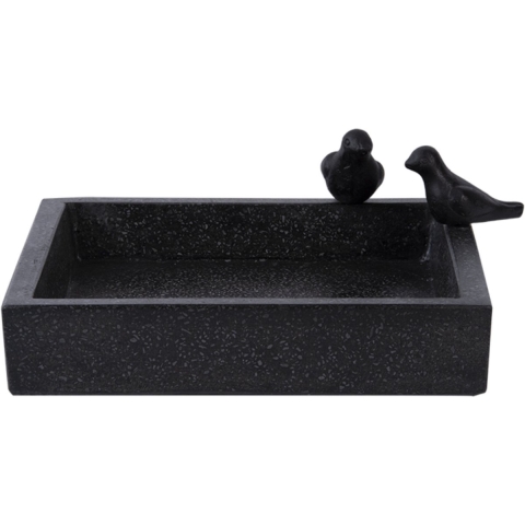 Best For Birds Vogelbad Terrazzo - Drinkbak - 32x32x12 cm - Zwart
