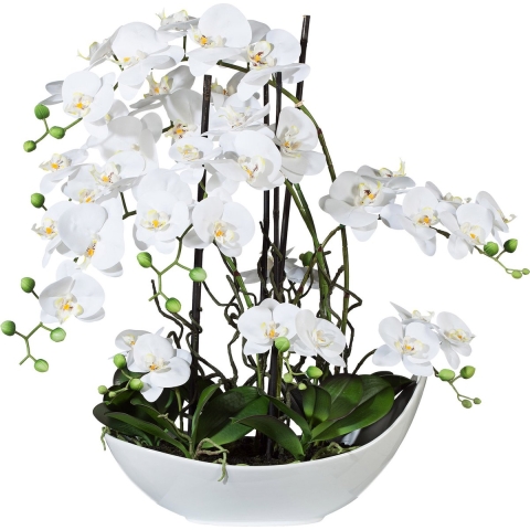 Kopu ® kunstbloem volle orchidee 68 cm met schaal phalenopsis