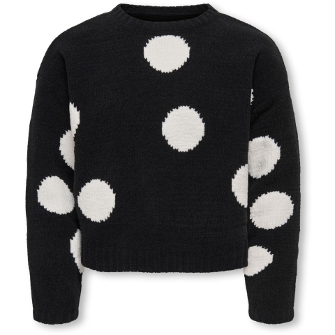 Kids Only Blouse - Gebreid - KogSus - Black/Zilverreiger/Polka D - Kids Only - 7-8 jaar (122-128) - Shirts
