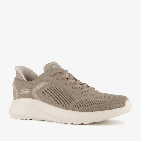 Skechers BOBS Sport Squad Chaos Solid Step Textiel Heren Donker Taupe Sneakers