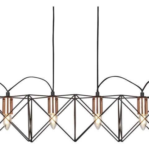 Searchlight Anthea - hanglamp - 110 x 19 x 145 cm - zwart en koper