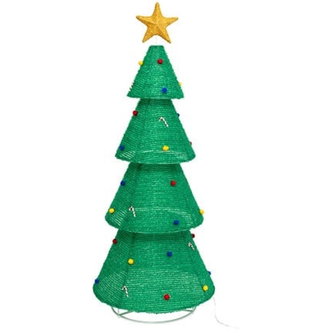 Verlichte kerstboom - groen - H190 cm - 200 LED lampjes - Kerstverlichting figuur boom -