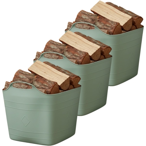 Excellent houseware Flexibele kuip / emmer - 3x - groen - 25 l - kunststof - 40 x 35 cm -