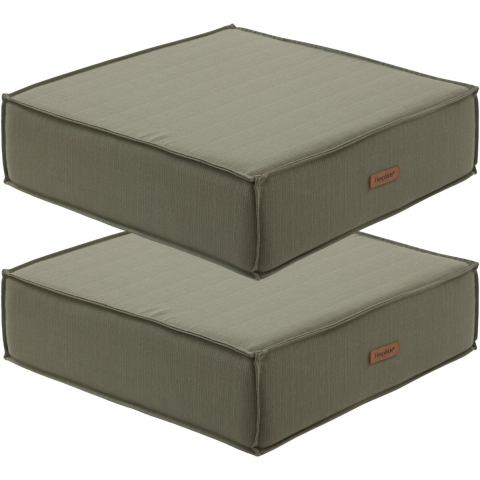 Hesperide Vloerkussen Korai - 2x - olijfgroen - PU-schuim/polyester - 45 x 45 cm - zitkussen -