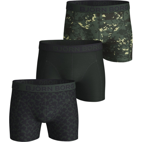 Björn Borg - Heren - Boxershort Cotton Stretch 3-Pack - Groen/Multicolour - Maat S