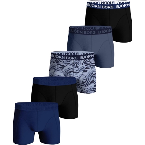 Björn Borg - Heren - Boxershort Cotton Stretch 5-Pack - Blauw/Multicolour - Maat S