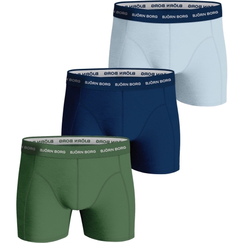 Björn Borg - Heren - Boxershort Cotton Stretch 3-Pack - Blauw/Groen - Maat S