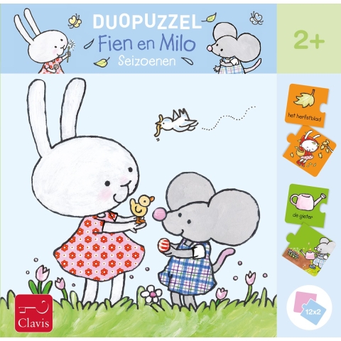 Duopuzzel Fien & Milo: Seizoenen (12x 2) - Clavis Taalspel|Educatief