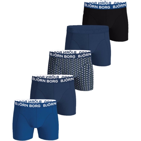 Björn Borg - Heren - Boxershort Cotton Stretch 5-Pack - Blauw/Groen/Multicolour - Maat M