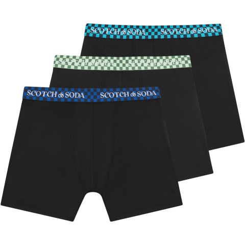 Scotch&Soda - Heren - Boxershorts Active Stretch 3-Pack - Blauw/Groen/Zwart - Maat L