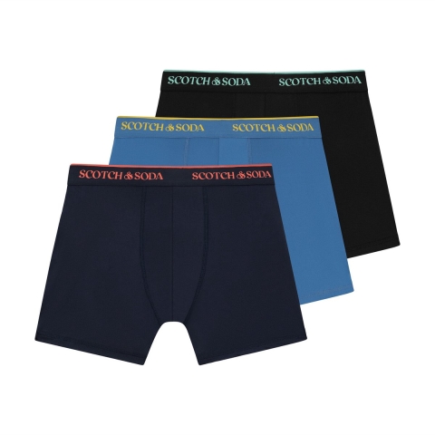 Scotch&Soda - Heren - Boxershorts Active Stretch 3-Pack - Blauw/Zwart - Maat XL