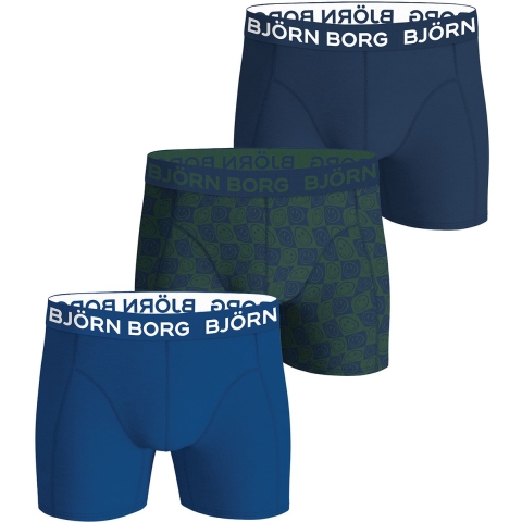 Björn Borg - Heren - Boxershort Cotton Stretch 3-Pack - Blauw/Groen/Multicolour - Maat XL