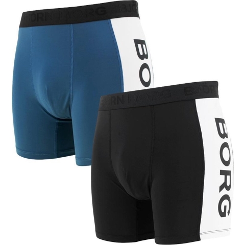 Björn Borg - Heren - Sport Boxershort Panel 2-Pack - Blauw/Zwart - Maat S