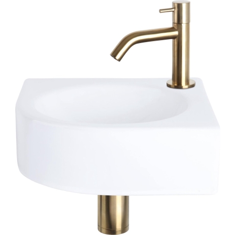 Differnz Cleo - Fonteinset - Keramiek - Gebogen Kraan Mat Goud - 30 x 30 x 10 cm