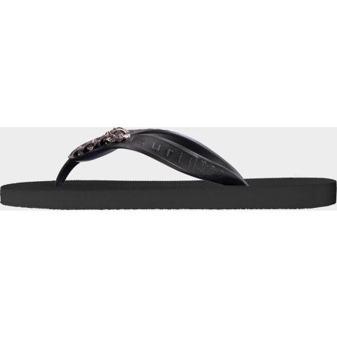 Zilveren kleine teenslipper zwart