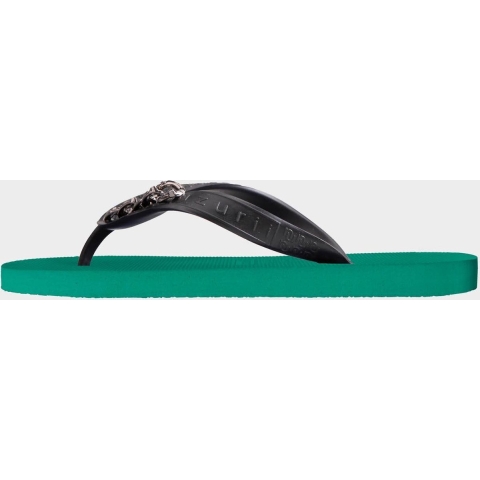 Zilverkleurige kleine teenslipper bosgroen