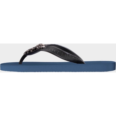 Zilverkleurige kleine teenslipper marineblauw