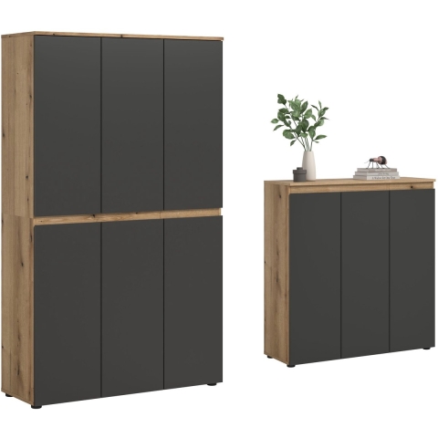 Furnilux Moderne universele kast -eik 22 planken en kleiderstang 175x175x37